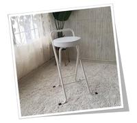 Foldable Round Stool Portable High Chair with Backrest & Footrest Cushioned Bar Stool 65cm/75cm Max Load 150kg Ideal for Kitchen & Dining - White 65cm