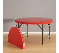 Foldable Round Table 48in - Large Outdoor Dining Picnic Camping & Garden Table with Folding Legs - Perfect for Patio Kitchen Catering & Terrace Use
