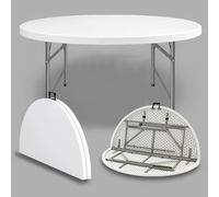 Foldable Round Table 48in Outdoor Dining Table with Collapsible Legs - Perfect for Garden Patio Camping Kitchen Picnic Catering and Terrace Use