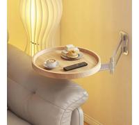 Foldable Round Wood Coffee Table - Wall Mounted RV Desk with 180° Rotation Space-Saving Flip-Out Nightstand & Extendable Dining Table for Home & Kitchen