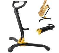 Foldable Saxophone Stand, Adjustable Alto/Tenor Sax Stand with Chain Lock, Portable Saxophone Holder with Triangle Base, Metal Sax Tripod Stand