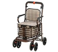 Foldable Scooter with Casters Assistive Multi Functional Elderly Walker Foldable Shopping Cart Push and Sit Space Saving