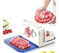 Foldable Semi Automatic Slicer, Bread Slicer Adjustable Thickness Food Slicer Machine, with 170mm Blade and Food Tray, Adjustable Thickness 1-15mm, for Frozen Meat, Beef Rolls and Vegetables