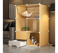 Foldable Semi-Enclosed Cat Cage Indoor - Playpen Kennel with Cat Hammock, Litter Box & Toys, Easy to Install - Perfect for Play & Relaxation, Space-Saving Design