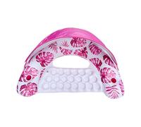 Foldable Shaded Pool Float Bed with Ergonomic Design - Hawaiian - Style PVC Float with Cup Holder - Great for Family Pool Days, Spa Resorts & Summer Lake Trips
