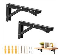 Foldable Shelf Brackets 24cm Wall Mounted Triangle Shelving Support Heavy Duty Metal Brace Locking Hinges Space-Saving for Home Kitchen Office Grill Garage Camp Car Pack of 2
