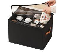 Foldable Shoe Organizer - Clear Lid Storage Bin, Adjustable Compartment Box | Lightweight Portable Footwear Sorting Container For Closet Bedroom Dormitory Living Room Organizations Use