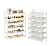 Foldable Shoe Rack for 12-16 Pairs - 3-Tier Dustproof Fabric Perfect for Flats Boots Heels & Sneakers White 50 x 27 x 49 cm