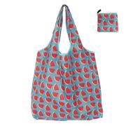 Foldable Shopping Bag Stylish & Practical Lightweight Grocery Storage Large Foldable Shopping for Women Men Shopping Bag, Light Blue Watermelo, Mass Beauty