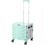 Foldable Shopping Box Trolley on Wheels with LidPortable Utility Cart for Luggage Camping Travel & MovingClassic FourWheel Handcart (Green)