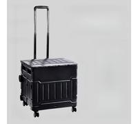Foldable Shopping Box Trolley with Lid Large Portable Rolling Cart with Four Universal Wheels for Travel Camping Moving & LuggageBlack Handcart