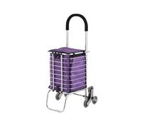 Foldable Shopping Cart with 6 Wheels - Lightweight Aluminum Stair Climber Trolley - Portable Grocery Carrier for Seniors and Elderly Assistance