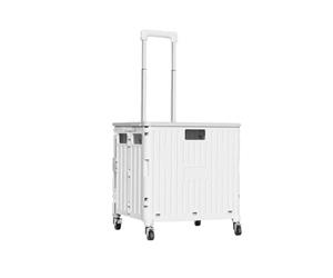 Foldable Shopping Cart with Adjustable Handle - Lightweight Trolley for Home Office Camping & Travel - Versatile Portable & Easy to Use (White 85cm)