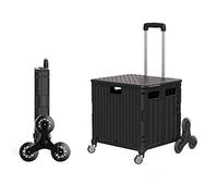 Foldable Shopping Cart with Lid 8-Wheel Portable Utility Trolley Stair Climbing Cart SUV Storage Box with Handle 45L/65L Capacity Ideal for Groceries & Outdoor Use
