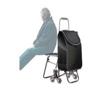 Foldable Shopping Cart with ls - Waterproof, Multifunctional Grocery Trolley - Compact Design for Easy Storage - Black