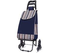 Foldable Shopping Cart with Rolling Swivel Wheels and Waterproof Canvas Bag, Lightweight Utility Trolley for Stair Climbing