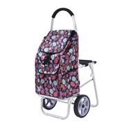 Foldable Shopping Cart with Seat 100kg Load Aluminum Stair Climbing Wheels Compact Portable Rolling Grocery Trolley for Seniors Heavy Duty Utility Bag Multi Purpose Ergonomic Handle Easy Storage