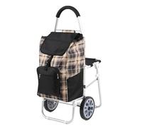 Foldable Shopping Cart with Seat 100kg Load Aluminum Stair Climbing Wheels Compact Portable Rolling Grocery Trolley for Seniors Heavy Duty Utility Bag Multi Purpose Ergonomic Handle Easy Storage