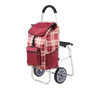 Foldable Shopping Cart with Seat 100kg Load Aluminum Stair Climbing Wheels Compact Portable Rolling Grocery Trolley for Seniors Heavy Duty Utility Bag Multi Purpose Ergonomic Handle Easy Storage