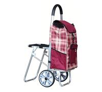 Foldable Shopping Cart with Seat Aluminum Alloy Utility Trolley on Wheels Oxford Fabric Grocery Cart for Seniors Stair Climbing Design Lightweight and