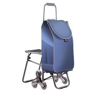 Foldable Shopping Cart with Seat, Waterproof Cover, Stair Climber Wheels, Portable Grocery Trolley for Easy Transport