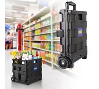 Foldable Shopping Trolley Cart 25 Kg Boot Cart with Wheels 30L Capacity Large Basket Folding Supermarket Grocery Shopping Picnic Laundry Boot Cart Box for Garden Camping Fishing Festival