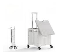 Foldable Shopping Trolley Cart with Lid & Wheels 65L Portable Utility Storage Box for Garden Camping Travel - Lightweight FourWheel Design Easy to Carry (White)