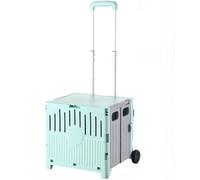 Foldable Shopping Trolley on Wheels with LidPortable Utility Cart for Luggage Camping Travel & MovingGreen TwoWheeled Rolling Handcart