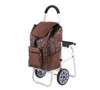 Foldable Shopping Trolley with Seat for Seniors 100kg Capaci Portable Stair Climbing Cart Lightweight 2Wheel Grocery Cart for Easy Transport