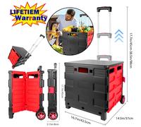 Silverline Tools Folding Box Trolley 633400 - 25 kg, Rubber Tyres, Adjustable Handle, Lightweight