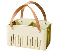 Foldable Shower Caddy Collapsible Shower Caddy, 11x7x6.5" Hollow-Out Portable with 2 Compartment, Heavy Duty Plastic Basket with Handles for Bathroom