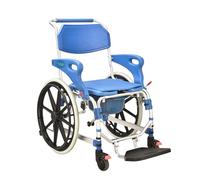 Foldable Shower Chair with Wheels, Waterproof Toilet Chair Commode Chair, 3-in-1 Folding Shower Chair with Wheels, Foldable Wheeled Commode Toilet (Blue, Large Wheel)
