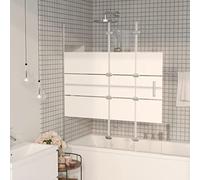 Foldable Shower Cubicle ESG 120 x 140 cm White with Aluminium Frame, Folding Shower Enclosure, Safety Glass, Handle, Splash Guard, Niche, Barrier-Free, Easy to Assemble