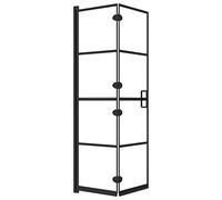 Foldable Shower Cubicle ESG 80 x 140 cm Black with Aluminium Profile, Folding Shower Door for Bathroom Niche, Splash Guard, Safety Glass, Frameless, Easy Assembly, Barrier-Free, Handle