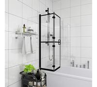 Foldable Shower Cubicle ESG Black 80 x 140 cm with Aluminium Profile, Nylon Hinge and ABS Handle, Frameless Safety Glass for Bathroom, Barrier-Free and Foldable