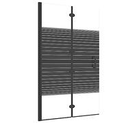 Foldable Shower Cubicle ESG Safety Glass with Aluminium Frame 80 x 140 cm Black Foldable for Bathroom Recess Shower Enclosure with Handle and Splash Guard