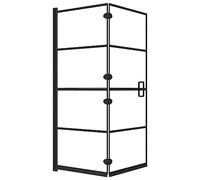 Foldable Shower Cubicle ESG with Aluminium Profile, 120 x 140 cm, Black, Folding Shower Enclosure with Safety Glass, Recess Door and Handle for Bathroom and Bathtub