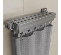 Foldable Shower Curtain Rod Adjustable Wall-Mounted Extendable Rod for Bathroom Laundry Balcony & Mudroom Retractable Corner Design 5-Fold Black Space-Saving Solution