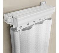 Foldable Shower Curtain Rod, Wall Mounted Extendable Adjustable Angle Set for Bathroom, Laundry, Balcony, Mudroom, Bedroom