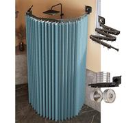 Foldable Shower Rod with Wall Mount, Space-Saving Corner Design, Water-Repellent Shower Curtain with Suction Cup Attachment, Ideal for Small Bathrooms