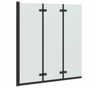 Foldable Shower Screen Black Made of ESG Glass and Aluminium 130 x 138 cm, Width Adjustable and Rotatable, Splash Guard for Bathroom, Space Saving Shower Cubicle with Modern Aesthetics