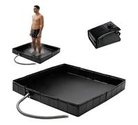 Foldable Shower Tray, 80x80x12cm PVC Portable Shower Base with Drain Hose and Connector, Camping Shower Pan for Outdoor Tent, Indoor Pet Bathing