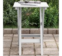Foldable Side Table White 35x35x46cm Poplar Wood Slatted Patio Stool Lightweight
