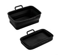 Foldable Silicone Air Fryer Liner Set 2PCS Compatible with For DZ201410 Rectangular Model for Consistent Cooking and Simplified Storage (Black)
