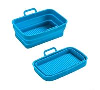 Foldable Silicone Air Fryer Liner Set 2PCS Compatible with For DZ201410 Rectangular Model for Consistent Cooking and Simplified Storage (Blue)