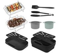 Foldable Silicone Air Fryer Liners for Ninja Foodi Flexdrawer Dual Air Fryer Accessories AF500UK/ 10.4L (Slightly Large For Ninja 9.5L AF400UK AF451UK) Cosori Air Fryer 10L Air Fryer Racks (10PCS)