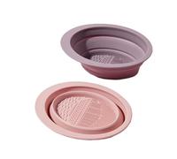 Foldable Silicone Beauty Brush Cleaner - Multi-Function Deep Cleaning Makeup Tool Bowl, Portable And Durable Puff(Pink+Purple)