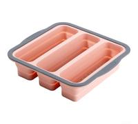 Foldable Silicone Cupcake Tray Multi Section Baking Pan Muffin Tin Food Storage Organizer Oven Safe Kitchen Tool 24cm(Pink)