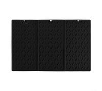 Foldable Silicone Dish Drying Mat for Kitchen Counter - 61 X 40 Cm Non-Slip Drain Pad Heat-Resistant Space-Saving Triple-fold Design Grey or Black(Black)