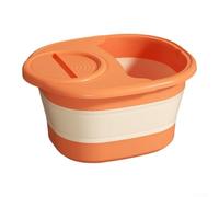 Foldable Silicone Foots Bath Bucket, Portable Retractable Soaking Tub for Home Travel, Easy Clean Basin for Foots Care, 41x35cm(with cover orange)
